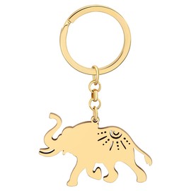 RAIDIN Stainless Steel Gold Plated Cute Animal Elephant Keychains Keyring for Women Girls Gifts Car Purse Keys Accessories (Gold-022)