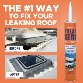 Berkland [2 Pack] RV Roof Sealant - Self-Leveling, Waterproof, UV-Resistant, Ideal for Roof Repair, Lap Sealing, and Caulking - Perfect for EPDM, TPO, PVC, Metal - 10.3 Oz White