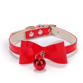 Cat Collar, Pet Collar, 5 Holes, Adjustable, Genuine Leather Padded, Safety Bell Included, Safety Buckle, Bell Included, Stylish, Japanese Style, Modern, Ultra Thin, 3-Piece Set, Cat Collar, Ribbon