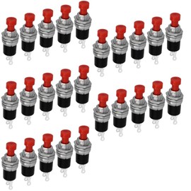 WITTKOWARE Miniature Push Button, Installation Diameter 7 mm, Off (ON), 1 NO Switching Contact, 0.5 A/250 V (Pack of 25, Red)