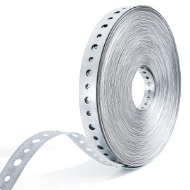 Hedume 2 Pack Galvanized Metal Pipe Strap, 3/4 Inch x 100 Feet 24 Gauge Metal Strapping with Holes, Bendable Plumbers Pipe Hanger Straps for Pipe Supports Hanging