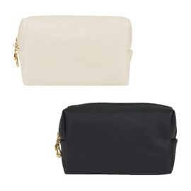 Voarge Toiletry Bag with Zip, Pack of 2 Cosmetic Bags, Small Makeup Bag, Waterproof Toiletry Bag with Zip for Women, Men and Children, Black and White