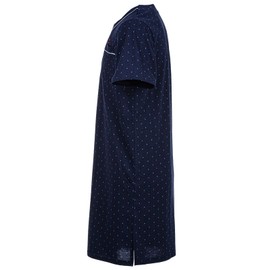 Henry Terre Men's Short-Sleeved Nightdress with Chest Pocket, Button Placket, Size M-3XL, navy
