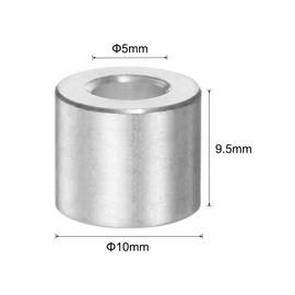 sourcing map 20 Pieces Aluminum Spacers with 5mm Bore, 10mm OD, 9.5mm Length, Screw Spacer Bushing with Round Spacers for M5 Screws and Rods