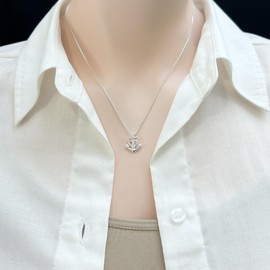 Tiny and Dainty Sterling Silver Faith Hope and Charity Necklace for Women and Teen Girls, Carmargue Cross Anchor Heart Necklace, Goddaughter Gift Necklace (18 inches)