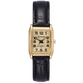 Miykon Women’s Square Business Casual Watch - Strap Watch with Roman or Arabic Numerals, Japanese Quartz, Water Resistant, 22mm - Model F2B67 (Arabic Numeral, Gold Case, Gold Dial)