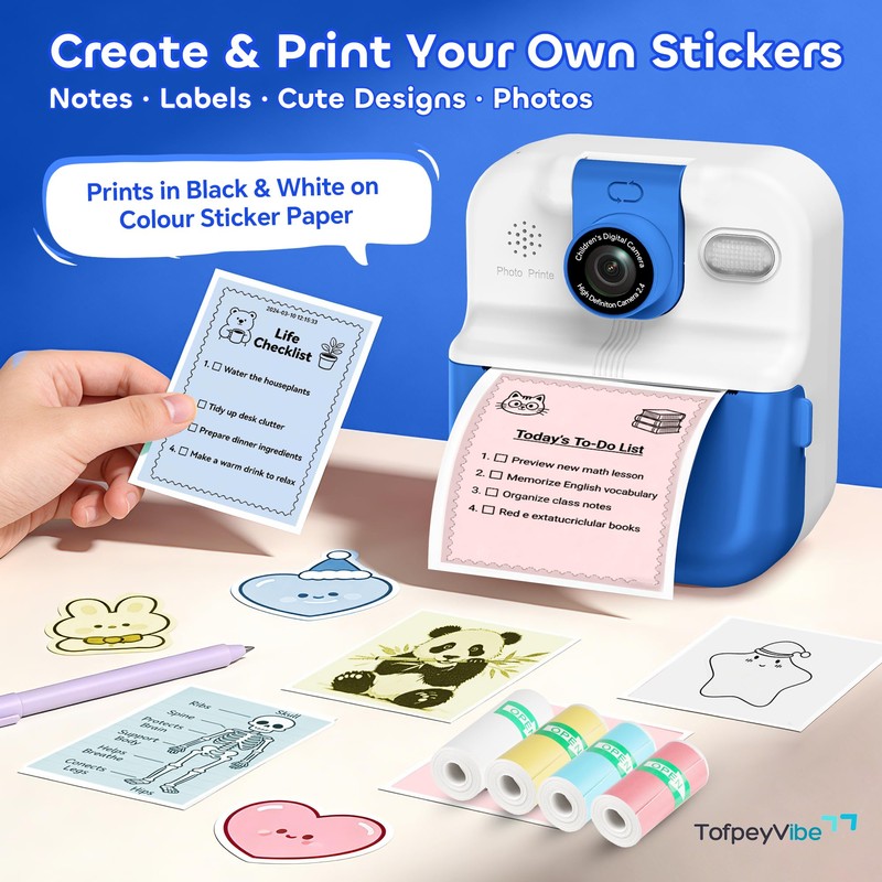 Kids Instant Print Camera with App & Bluetooth, Mini Printer