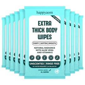 Happyaom Body Wipes (Pack of 10) 100 XL Body Wipes For Adults Bathing No Rinse Unscented Adult Wipes w/Aloe Disposable Washcloths for Gym, Traveling, Bedridden, Elderly, Caregiving, Bathing, Camping.