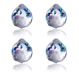 BELLE VOUS Pack of 4 Crystal Sun Catchers - 45 mm Clear Crystal Ball Prism Chandelier Suncatcher Pendant Crystals for Hanging Chandeliers, Prisms, DIY Wedding Party & Garlands