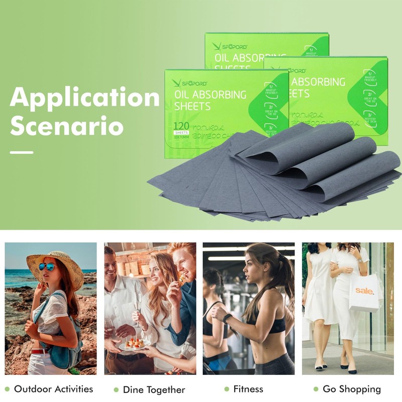 Oil Absorbing Sheets with Bamboo Charcoal - 2 Pack (240