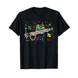 Mardi Gras Oboe Jester Hat Beads Instrument Parades T-Shirt