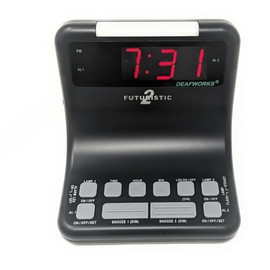 Generic DEAFWORKS Futuristic 2 Dual Alarm Clock with Flashing or Steady Light mode and D
