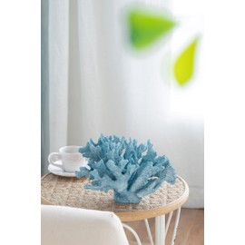 A&B Home Coral Sculpture - Blue Reef Faux Artificial Coral Statue, Centerpiece Table Decor, Coastal Nautical Decor for Living Room Shelf Tabletop Decorations, 9.8" x 7.5" x 6.5"