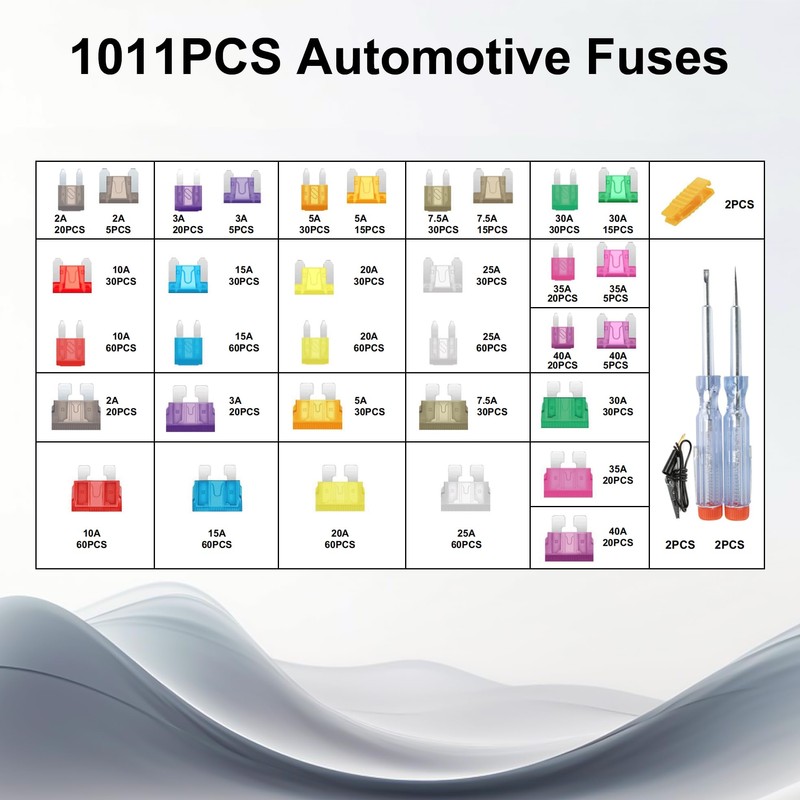 Nayoto 1011-Piece Universal Zinc Flake Car Fuse Set - 410