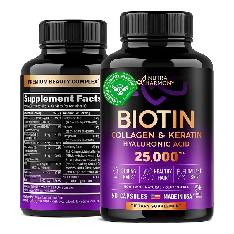Vitaminas De Biotina Con Colágeno Y Queratina 60 Capsulas Sabor