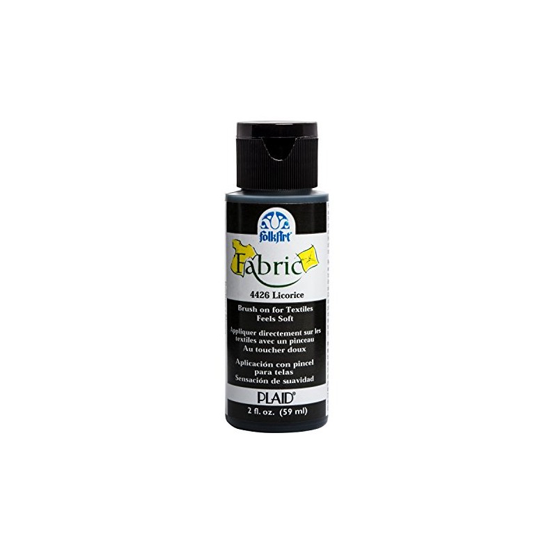FolkArt 4426 Fabric Brush On Acrylic Paint, 2 oz, Licorice