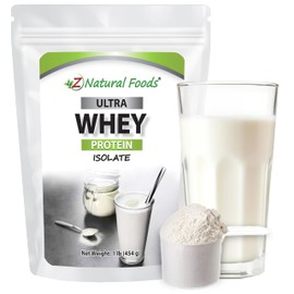 Z Natural Foods Ultra Whey Protein Isolate Powder - Pure, Unflavored, Unsweetened Whey Protein Powder - Flavorless Whey Isolate with Vital Proteins for Fitness, Sports Nutrition, Immune Support, 1 lb