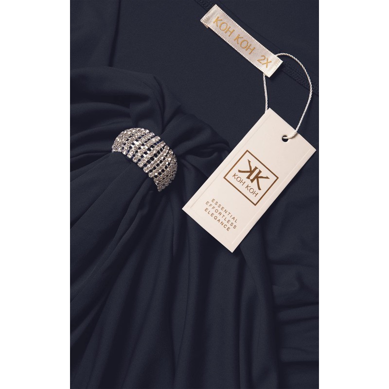 KOH KOH Vestido largo de boda semiformal con cuello en