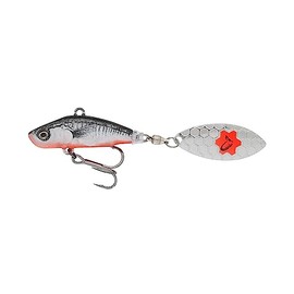 Savage Gear Jig Spinner for Artificial Bait Fishing for Predatory Fish 3D Sticklebait Tailspin 8 cm 18 g, Colour: Black Red