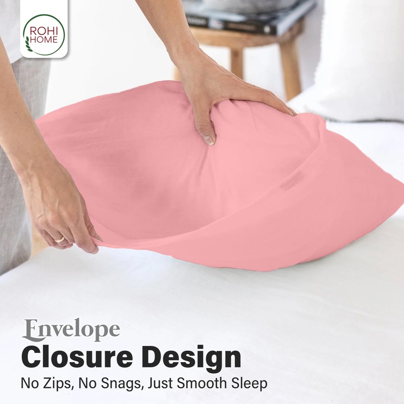 Rohi Microfibre Pink Pillowcases 4 Pack – Ultra Soft &