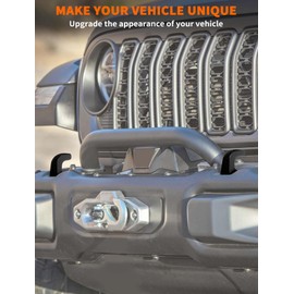 Savadicar 2-Piece Texture Black Front Bumper Tow Hook Cover for Jeep Wrangler JK JL 4xe & Gladiator JT 2007-Present – Exterior Styling Upgrade Accessories