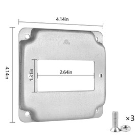 4Inch Metal Receptacle Electrical Box Cover,1/2" Raised,with Cover Square Plenum Box Galvanized Steel Metal Outlet Box (Decora Switch(4416))
