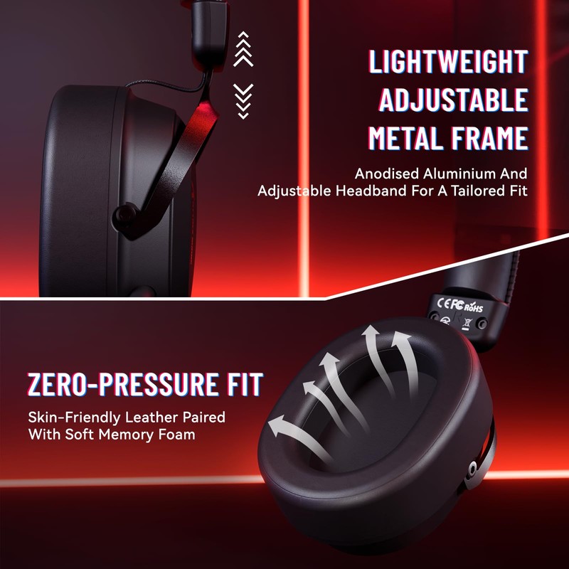 ATTACK SHARK L30 PRO Wireless Gaming Headset,7.1 Surround Sound, 50mm