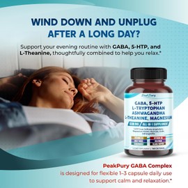 PEAKPURY GABA, 5-HTP L-Tryptophan Ashwagandha Chamomile L-Theanine Magnesium