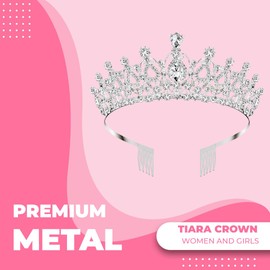 Papoopy Papoopy Tiara Crown for Women, Headband Hair Accessories for Birthday Wedding Party Costume Silver