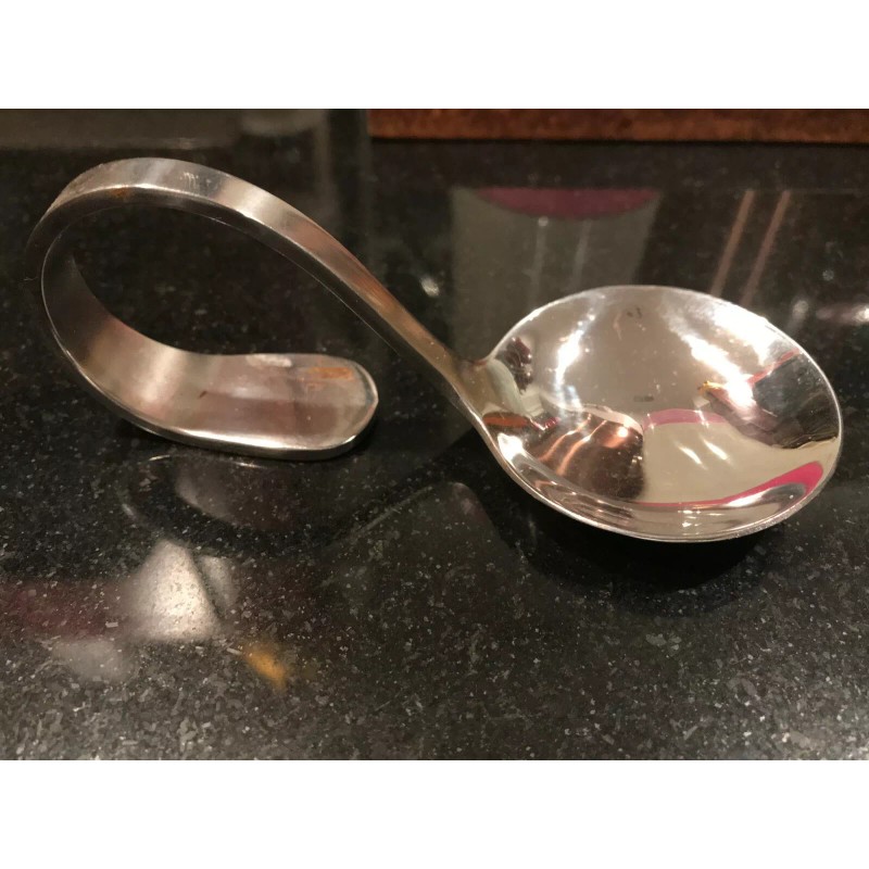 Unbranded Stainless Steel Curved Handle Dessert Spoon, 6 spoons of