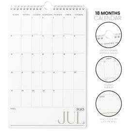 Karto Wall Calendar 2025-2026 - Vertical 11x17 inch July 2025 to December 2026 - Boost Your Productivity and Easy Planning with the Aesthetic Monthly Calendar - Three Letters