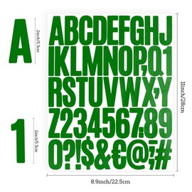 Large Letter Stickers and Numbers - 2" Alphabet Stickers for Scrapbooking, Posters - Self Adhesive Green Vinyl Stick-on Letters