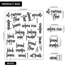 168Pcs Kitchen Pantry Labels Cursive,Pantry Labels Preprinted, Preprinted Black Script Food Label Stickers, Stickers for Food Containers (168)