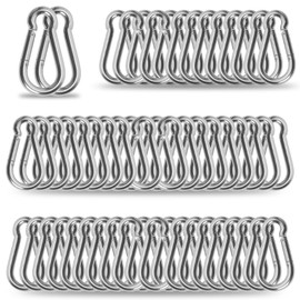 50PCS M5 Spring Snap Hook Carabiner, Heavy Duty Galvanized Steel Carabiner Clip, 200LBS Holding Capacity Spring Clips for Hammock Swing Outdoor Travel