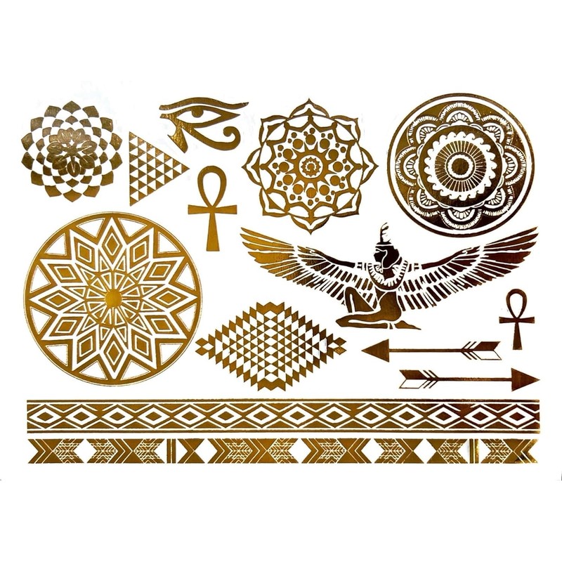 2 Sheets Egyptian Tattoo Bracelets Tattoos Gold Tattoos Metallic Tattoo