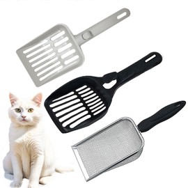 YQkangzhu Stainless Steel Cat Litter Scoop, Fine Mesh Kitty Litter Scooper for Litter Box, Kitten Pooper Lifter, Cat Scooper Sifter, Poop Sifting, Mesh Shovel for Cat, Small Animals, Hamster, Reptiles