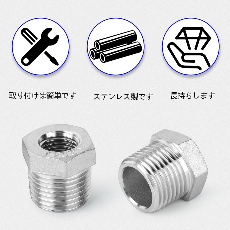 TAILONZ PNEUMATIC 2pcs Cast 304 Stainless Steel Reducer Hex Fittings,