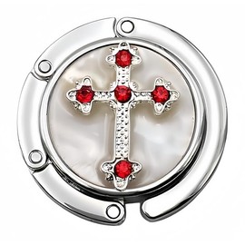 Purse Hanger for Table， Zinc Alloy Cross Purse Hook for Table， Hanger Bag Hook，Bag Holder for Table，Handbag Hanger (red)