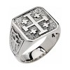 Religious Jewelry Men's Sterling Silver Jerusalem Cross Ring (Size 10)