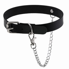Ahegao Women's Choker Collar Necklace, Black, Buckle Chain, Mine, Punk Stage, Alloy, Chain, Accessory, Choker, Cosplay, Individuality, Unique, Faux Leather