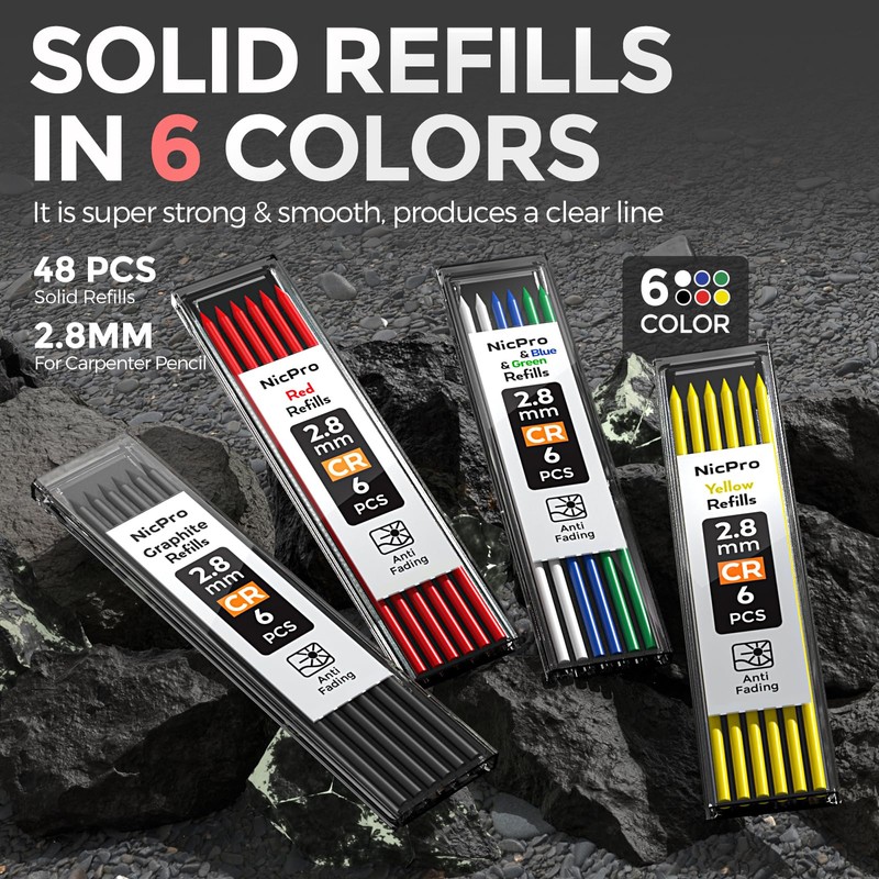 Nicpro 5 Pack Carpenter Pencil with Sharpener, Construction Mechanical Pencils
