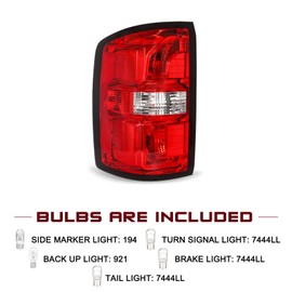 JSBOYAT Halogen Tail Light Fits for 2016-2018 GMC Sierra 1500 2015-2019 GMC Sierra 2500 HD 3500 HD Outer Rear Light Taillight Assembly OE Brake Tail Lamp w/Bulbs LH Left Driver Side