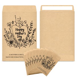 Spakon 50 Pcs Mother's Day Wildflower Seed Packet Favors Self Adhesive Envelopes Happy Mother's Day Kraft Seed Packets Retro Flower Mini Organizer for Mom Theme Party Gift Favors, No Seeds