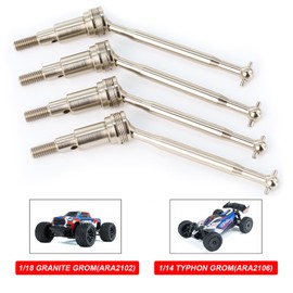 BENMAZ #45 Steel CVD Thickened Driveshaft Front Rear Drive Shafts Set for Arrma 1/14 Typhon Grom 1/18 Granite Grom Upgrade Parts,Replace#ARA311178#ARA311179#ARA311180(Silver)