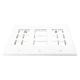 DIYTECH Keystone Wall Plate, 18 Port Keystone Jack Wall Plate, Supports Keystone Jack or Modular Inserts, 18-Port Keystone Plate, In Wall Patch Panel - 3 Gang White