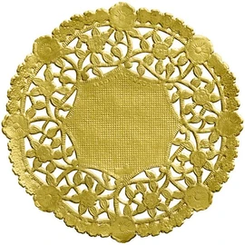 Gold Foil 4 inch Round Paper Lace Table Doilies – Great for Serving Small Treats or Rolling Around Silverware (Pack of 50)