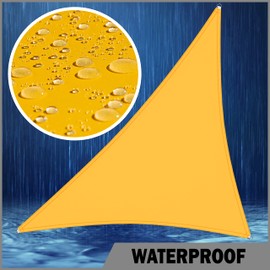 ShadeMart 14' x 14' x 14' Yellow Waterproof Shade Sail Sun Shade Sail Triangle Custom Size Water Resistant Canopy Awning Shelter, 95% UV Blockage for Outdoor Patio Carport