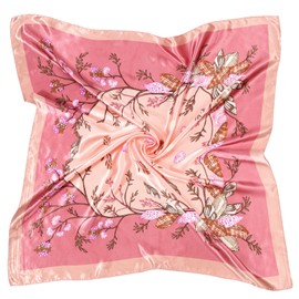 DRESHOW 90 x 90 cm Large Square Scarves for Women Silk Headscarf Bandanas Hair Scarf Neckerchief Hair Accessories, 1 x style 86-19