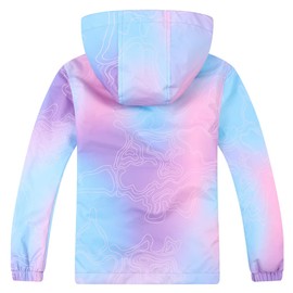 Jingle Bongala Kids Waterproof Rain Jackets Lightweight Raincoats Fleece & Knitted Lining Hooded Windbreaker for Boys Girls-Fleece-Bluish Purple -140