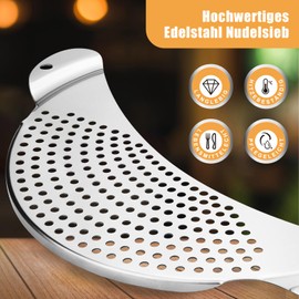 Ancable Pasta Strainer – Straining Aid for Pots up to Diameter 26 cm – Stainless Steel Colander Space-Saving, Straining Aid for Pasta, Potatoes, Vegetables